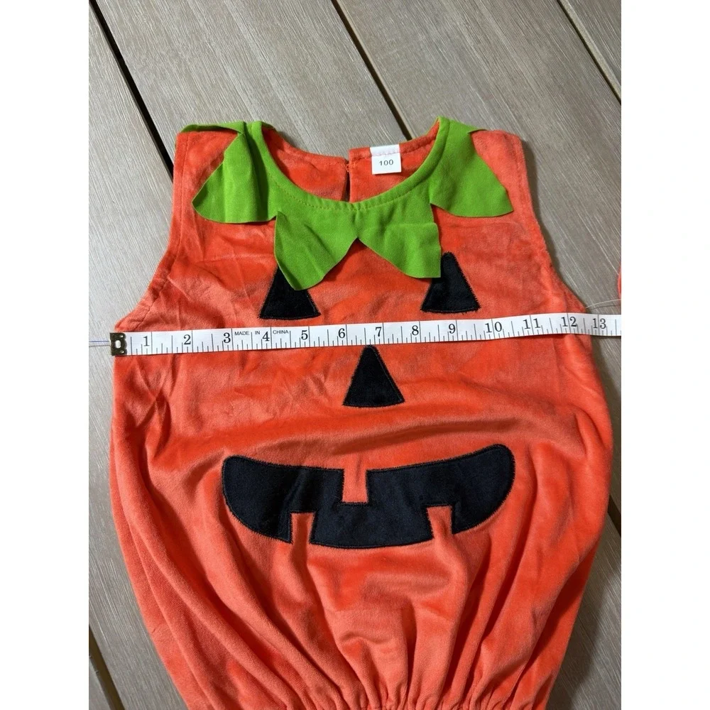 Pumpkin Baby Unisex Costume Pumpkin Romper Halloween DressUp Set Toddler Cosplay